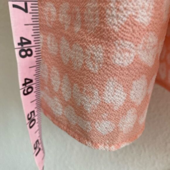 BCBG Paris Peach Pink Ruffle Dot Print Midi Dress Size Medium - Picture 14 of 15